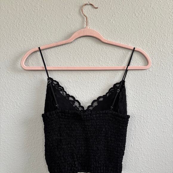 Express Black Full Lace Spaghetti Strap Crop Top Women's Size Medium - Picture 7 of 7